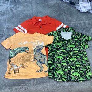 Bundle of boys size 7 (button down dino, double sided carters, polo gymboree